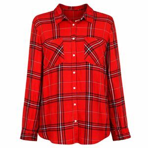 A NEW DAY RED PLAID EVERYDAY CASUAL CLASSIC RAYON BUTTON FRONT SHIRT SZ. XL